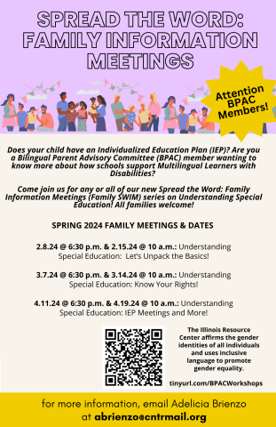 Family Information Meetings flyer with QR Code for registration